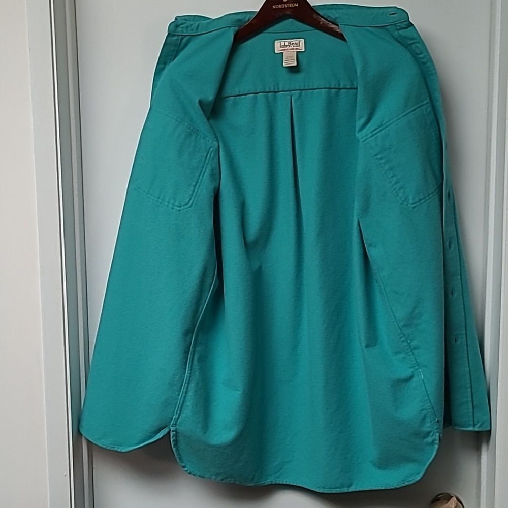 L.L.Bean Aqua Blue long sleeve button up chamois shirt M Tall - Picture 5 of 7